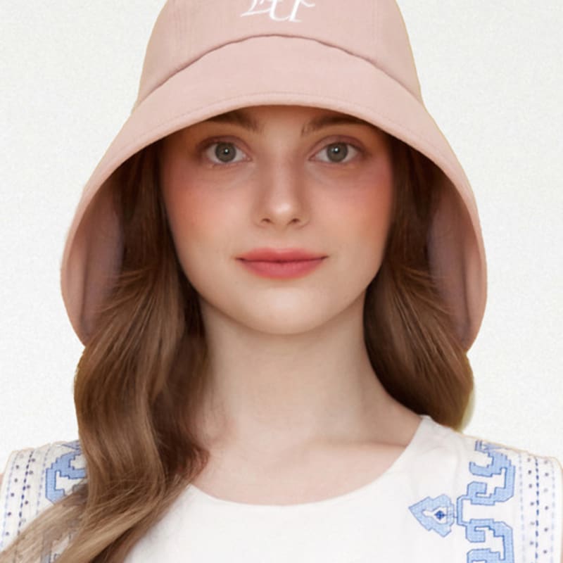 

ULUK Lucida C Embroidered Strap Slab Cotton Bonnet Hat (5 Colors) beige