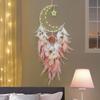 Creative Moon Feathers Dream Catcher With Luminous Beads Large Wall Hangings Wind Chimes Bedroom Decorations For Girls Gifts
