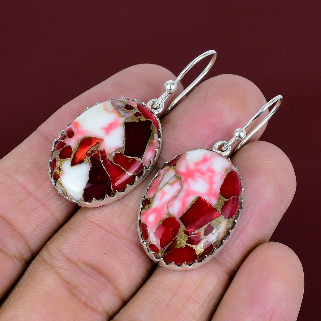 Kingman Red Mohave Copper Turquoise Earrings Awesome Gemstone Earring Elegant Jewelry 925 Sterling Silver Earring Handmade Earring for Gifts