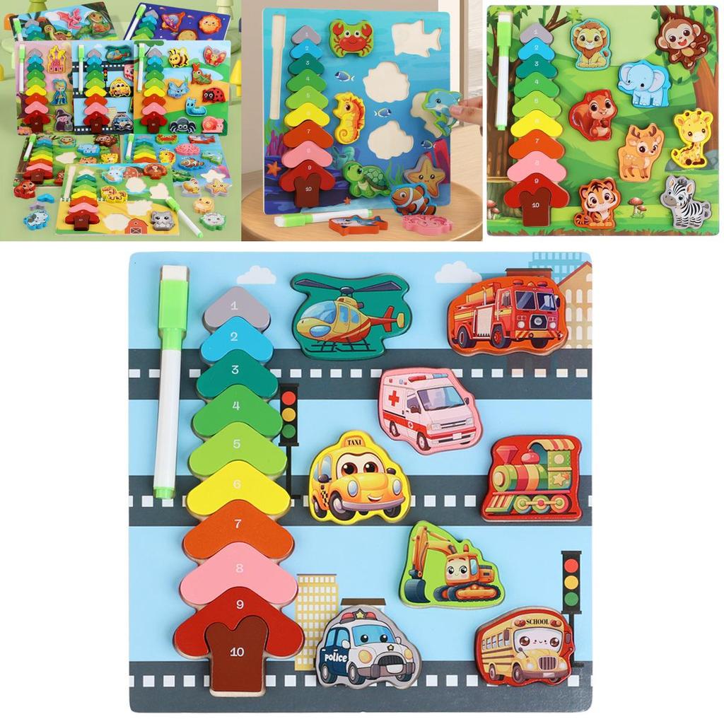 Wooden Shape Matching Animals Dinosaurs Insects Puzzle Board For Kids Learning And Development