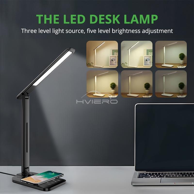 Bedside Lamp Three Speed Color Temperature Brightness USB LED Wireless Charging Folding Student Learning Eye Protection Lights