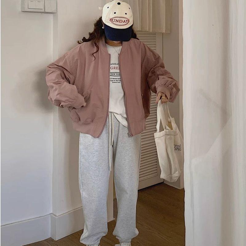 Women's Japanese-Style Loose Short Jacket with Design Sense Spring and Autumn Baseball Jacket Bomber Jacket Utility Outerwear