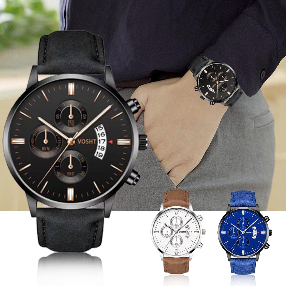 Buy Men Leather Band Watch Fashion Strap Watches Quartz Wrist Watch for