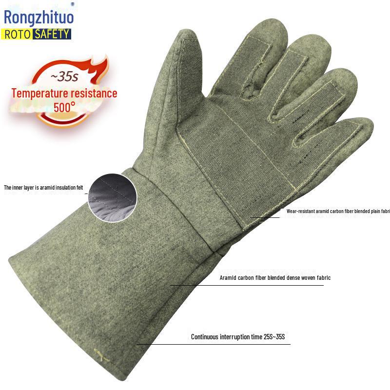 High-Temperature Resistant Fireproof Gloves for Industrial Use – 500°C Protection