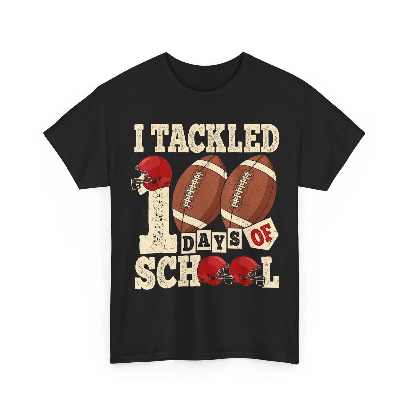 100 Days of School Boys Kids 100th Day of School Football T-Shirt 3XL