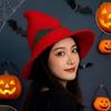 Color Blocked Witch Hat Spire Halloween Hat Knitted Wizard Cap  Photography Prop