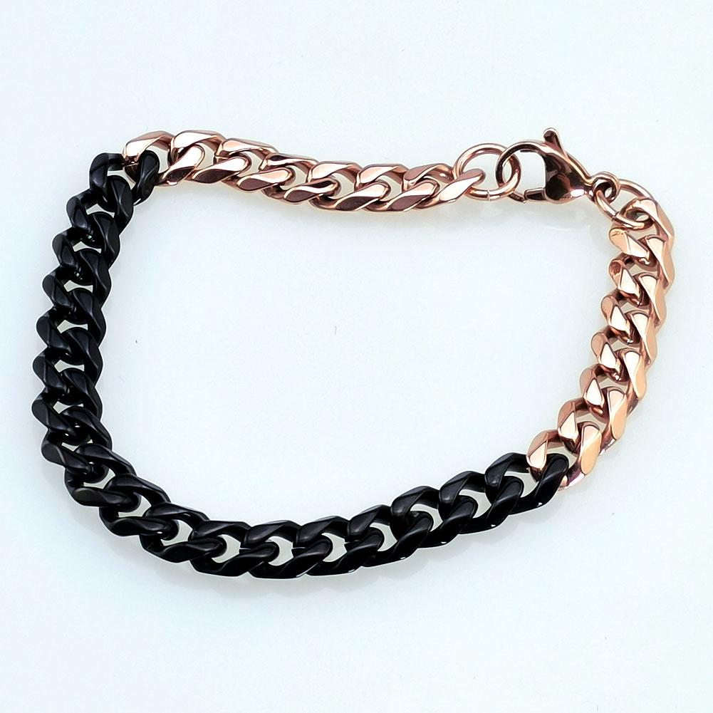 Neues 316L Edelstahl Rosé und Schwarz Dual Hip Hop Armband Fußkettchen