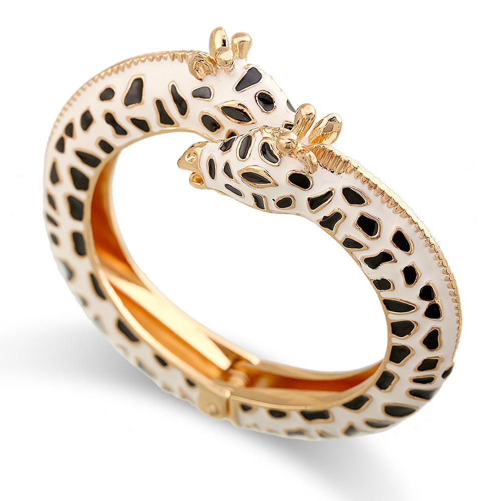 

Colorful Enamel Cuff Bracelet Adjustable Open Animal Statement Bangle Women чёрный