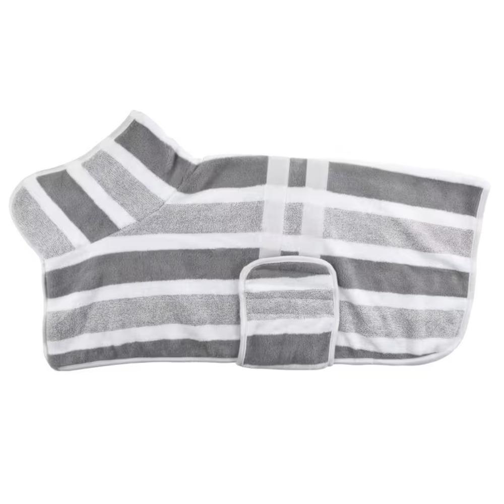 

Quick-Dry Pet Ultra Absorbent Towel Striped Soft Bath Wrap Post-Bath Grooming Wrap Pet Grooming XS сірий