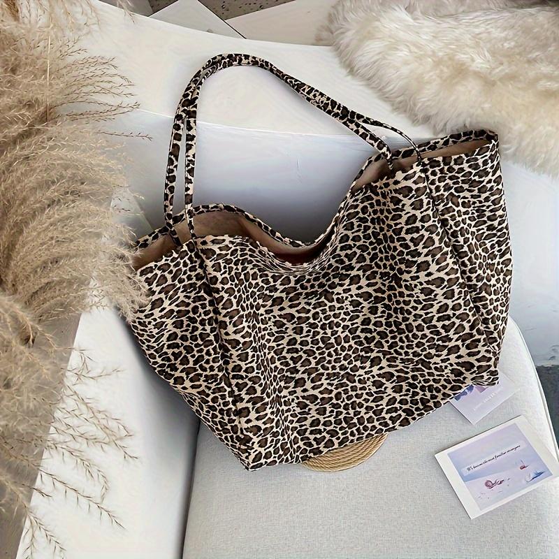 Korean Large Capacity Lazy Style Leopard Print Single Shoulder Tote Bag, New Versatile Commuting Student Bag