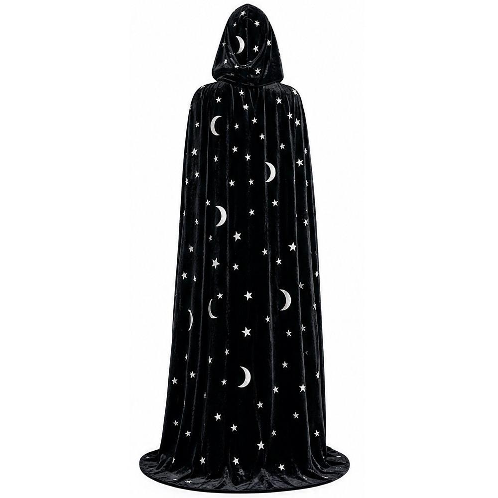 Medieval Star Moon Magician Cape With Vintage Style Polyester Material For Costume Parties
