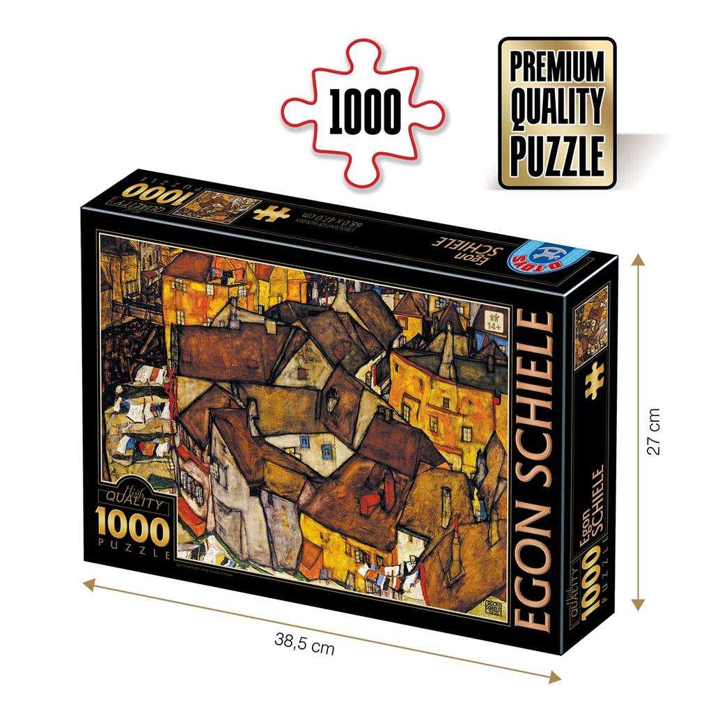 D-Toys 1000-piece Jigsaw Puzzle, 76830-SC01, Egon Schiele: Crescent of Houses, 47 X 68 Cm