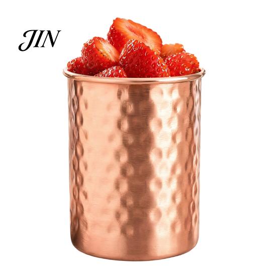Hammered Stainless Steel Cup Cup, with Stable Base, Durable Stylish Beverage Reusable Drinking Glass, Easy Care Copper Finish Handcrafted Tumbler