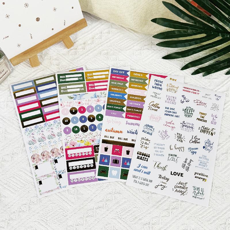 785Pcs Vintage Planner Decals Set Semi-Matte Paper Seals Reusable Irregular Shapes With 12 Month For Journaling English Language