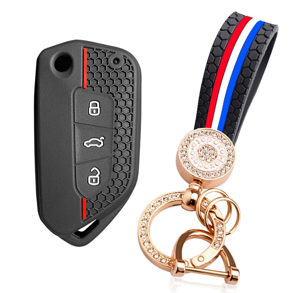 For VW Golf Jetta 4 Tiguan Modified Folding Case For Beetle Polo Pass Passat B5 Caddy For Seat Skoda Silicone Car Key Holder