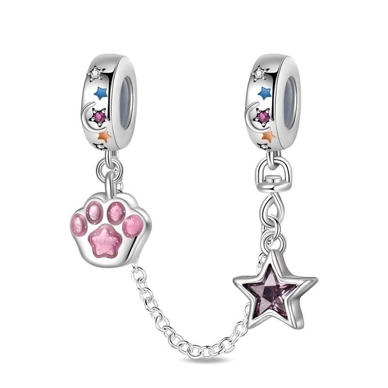 925 Silver Clover Ladybug Bee Butterfly Safety Chain Charm Fit Original Bracelet Pendants Dangle DIY Jewelry For Woman