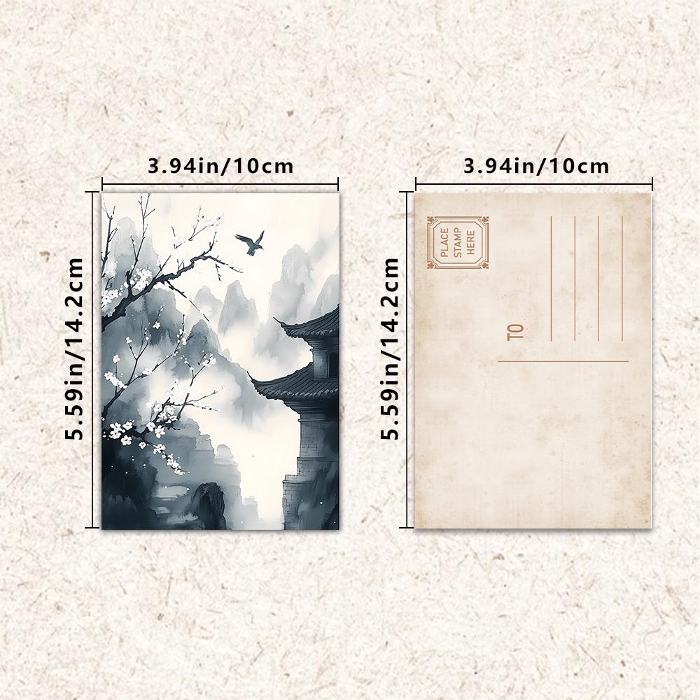 32pcs, Ancient Style Landscape Postcards, Wall Stickers, Mailing Cards, Greeting Cards, DIY Postcards, Souvenir Postcards, Decor