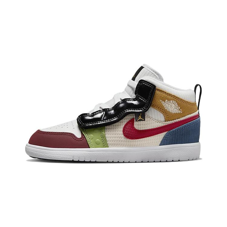 New Jordan Air Jordan 1 Mid Alt Se Mid-Top Vintage Basketball Shoes White Orange Blue Children Aged 3-7 Years Old DR6962-100