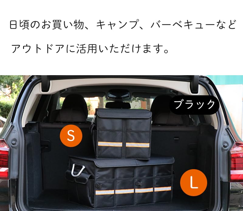 Gorocking Car Trunk Storage Foldable with Dividers Box, (Black, Large)