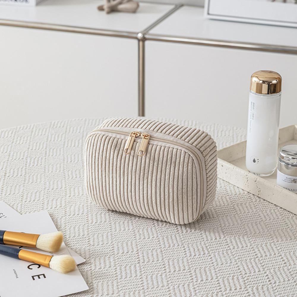 New Corduroy Makeup Bag Large Capacity Storage Organizer Travel Cosmetic Bag Portable Zipper Toiletry Bag