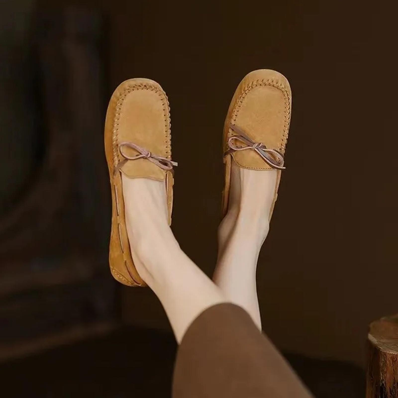 

Женская обувь с галстуком-бабочкой на мягкой подошве и плюшевым утеплителем для осенних и зимних туфель на одной подошве