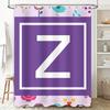 Modern Design Purple Floral Shower Curtain With Letter Z For Bathroom Decor Printed Fabric Waterproof Washable Home Decoration (