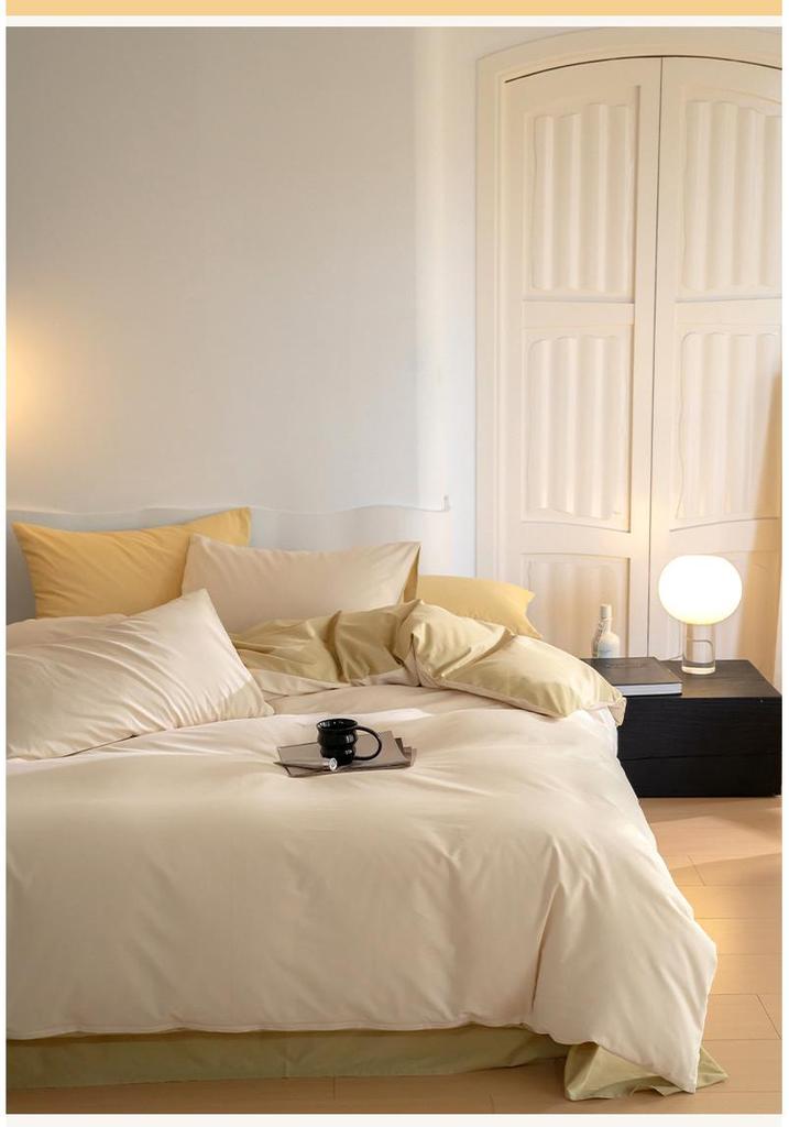 Luxurious 100% Cotton Brushed Four-Piece Bedding Set for Autumn/Winter, All Cotton Duvet Cover, Bed Sheet, Long Staple Cotton