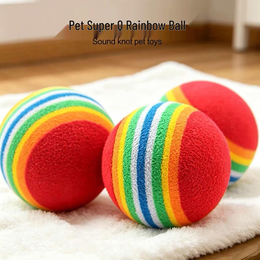 EVA Rainbow Cat Toy: Silent Foam Ball for Chewing and Teasing