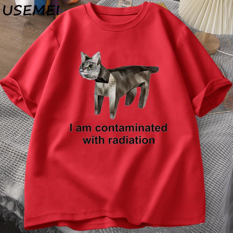 

Я заражен радиацией. Забавная футболка с мемом о коте. Хлопковая футболка. Забавные графические футболки. Мужские повседневные футболки. Мужская одежда. XL красный
