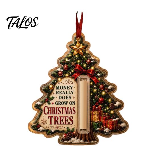 Acrylic Hanging Decorations for Tree 2D Christmas Cash Holder Ornament, Gift Card Fun Accessories Xmas Decor, Reusable Pocket Keepsake Holiday