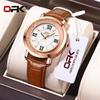 OPK 8611 Fashion Quartz Watch for Lady Diamond Bezel Leather Strap Waterproof Luminous Original Women's Dress Wristwatch