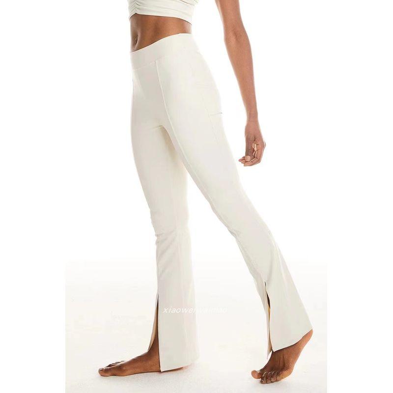 

[Clearance Non-Exchangeable Non-Returnable Please Observe] 24a179. Fashion Front Slit Slightly Flared Stretch Casual Pants Rice White In Stock XL