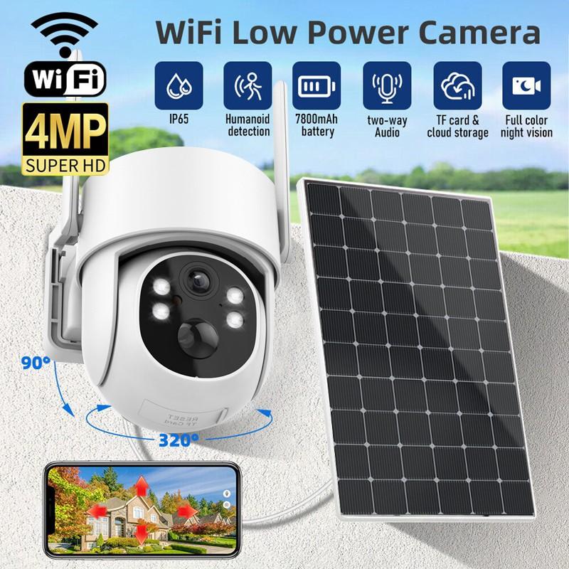 

4MP Super HD солнечное наблюдение IP65 Водонепроницаемая уличная IP-камера с низким энергопотреблением Домашняя камера видеонаблюдения Поддержка двусторонней аудиосвязи