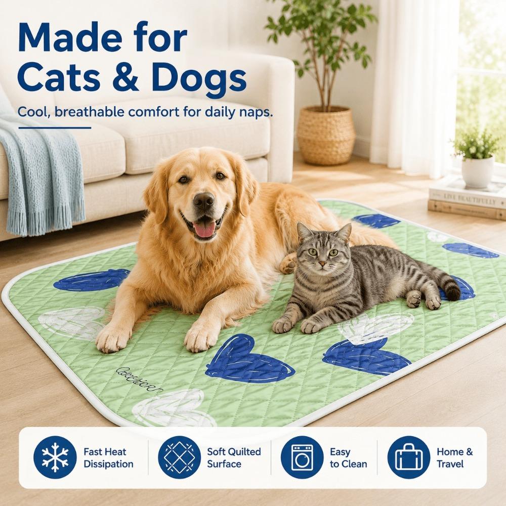 Thick Soft Pet Cooling Mat, Foldable Anti-Scratch Non-Slip Summer Cooling Sleeping Pad for Home Car Outdoor