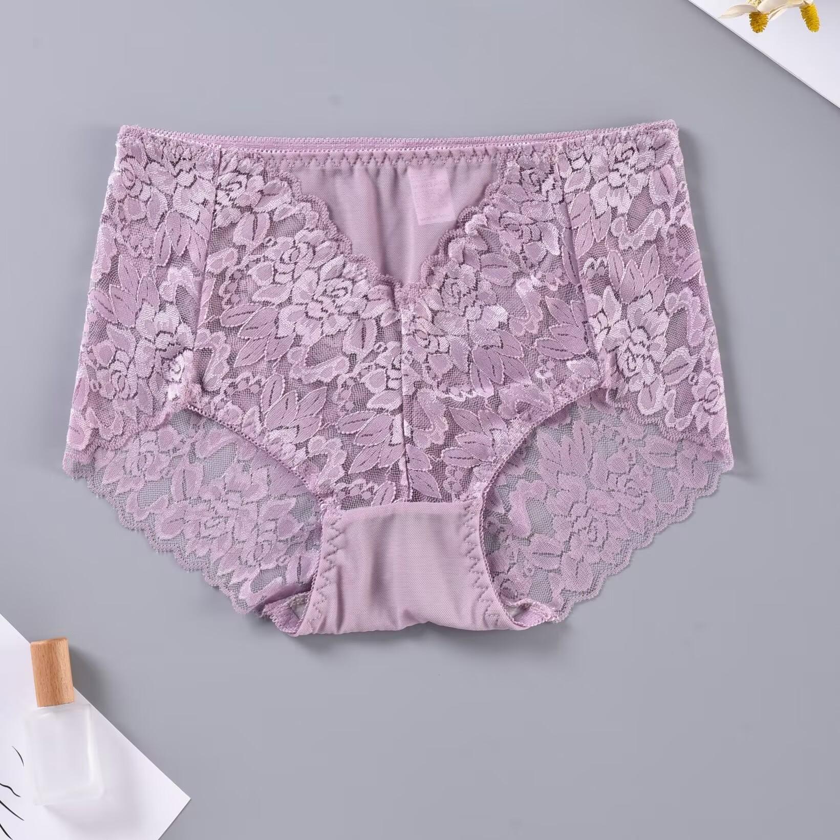 

Женское нижнее белье больших размеров с кружевными треугольными чашечками и средней посадкой — подходит для людей весом до 280 фунтов 4XL фиолетовый