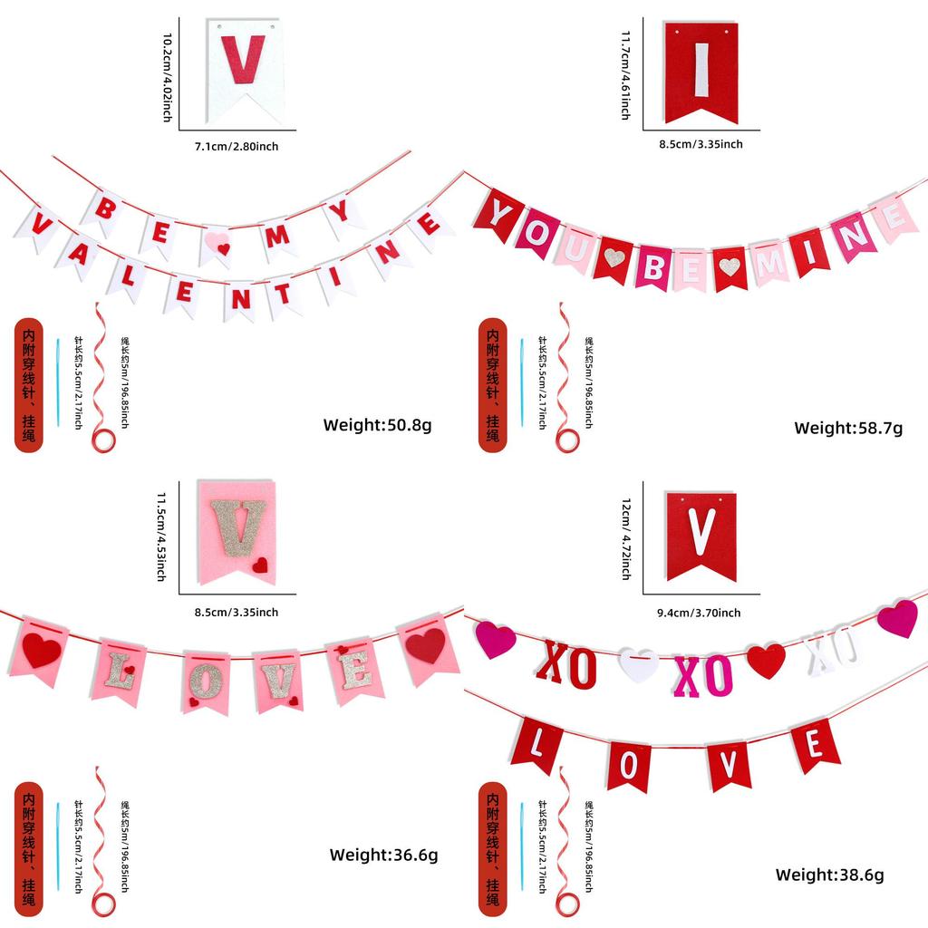 Romantische Liebesbanner Dekorationen für den Valentinstag Sei mein Valentin und du sei mein Filzbanner für festliche Atmosphäre