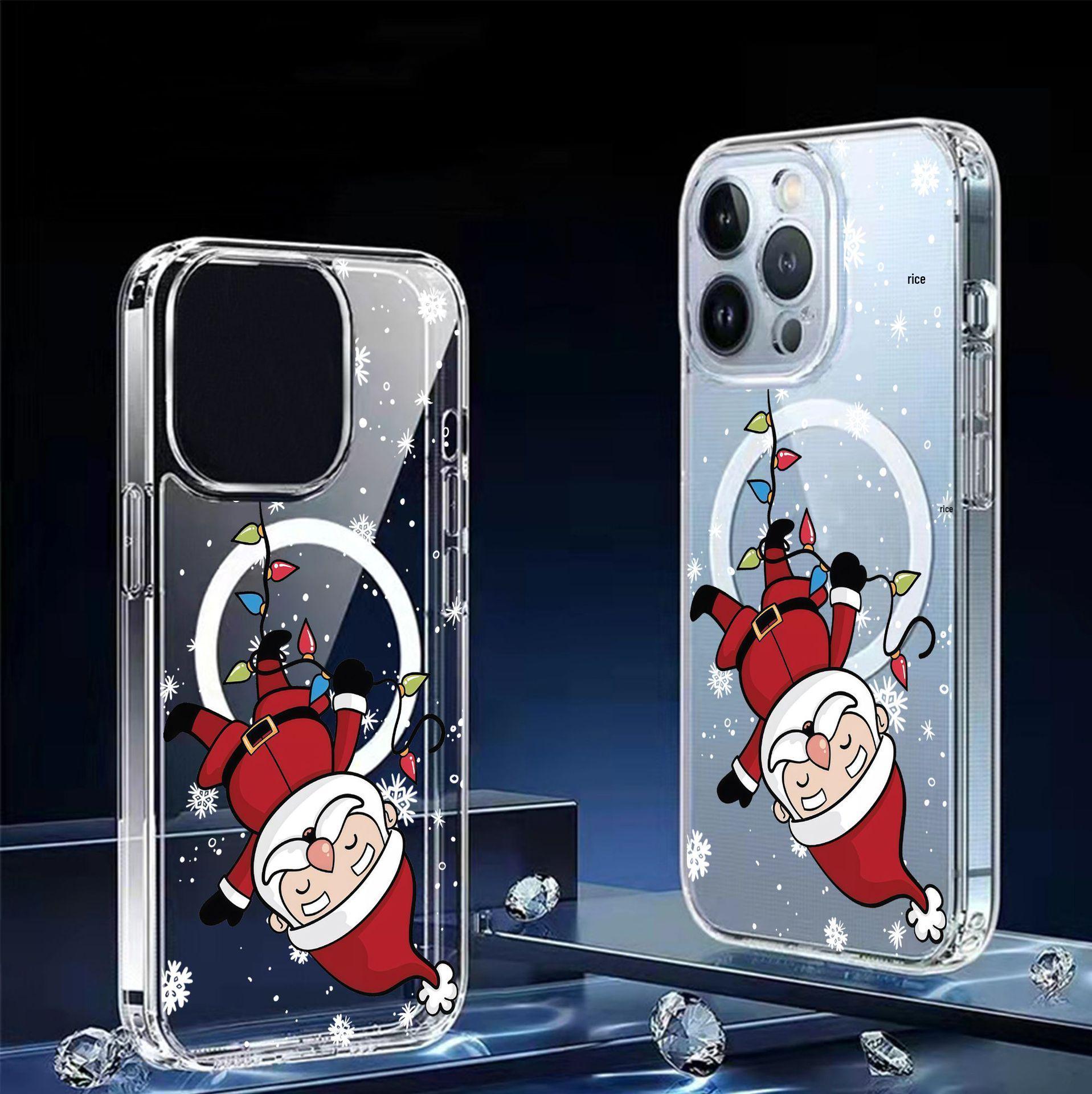 

Inverted Santa Magnetic Case for iPhone 15/16/17 Pro Max - Transparent Full Coverage iPhone 12 Mini прозорий