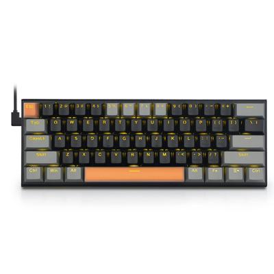Mechanická klávesnice Herní klávesnice s 61 klávesami s modrou osou, žlutým LED podsvícením Malá kompaktní klávesnice USB kabelové anglické rozložení Kompatibilní s hraním her