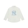 MLB Monogram Series New York Yankees SS25 Simple Letter Logo Loose Casual Comfortable Long Sleeve Shirt Unisex Shirts Ivory 3AWSM0651-50IVS