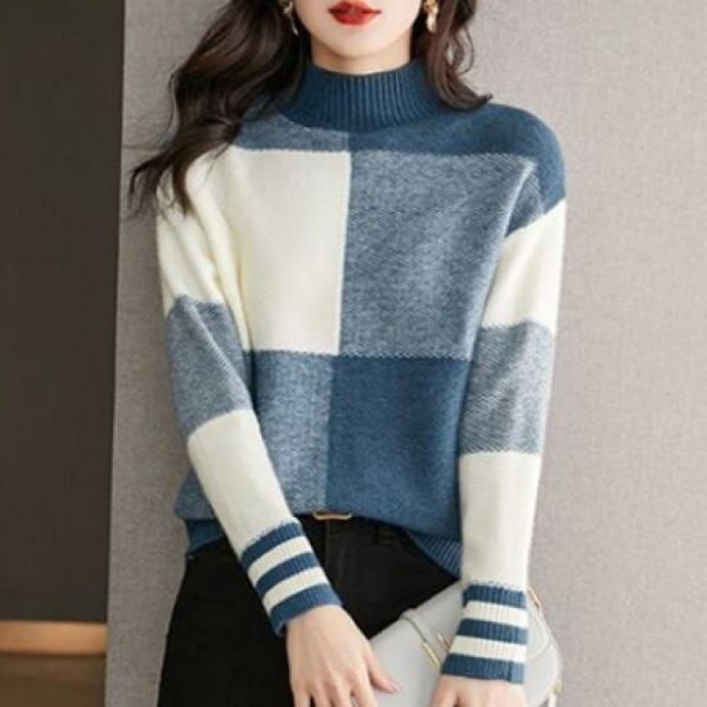 Navava Men Color Block Long Sleeve Half Polo Knit Tee Nk2699
