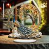 2D Flat Acrylic Peacock and Gold Tree Decoration, Indoor and Outdoor Decoration - No Battery/electricity Required, Free Day Decoration,