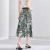 Women Spring Fall High Waist Wardrobe Retro Flower Printed All Match Pleated Skirt