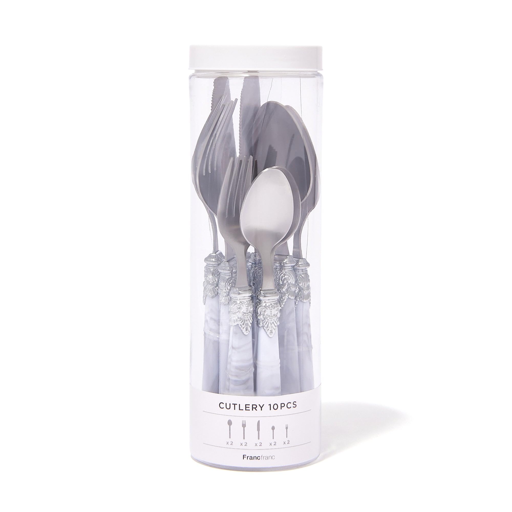 

Francfranc Marble Cutlery Set [All 4 Colors], 10-Piece Stainless Steel Flatware Set мраморный