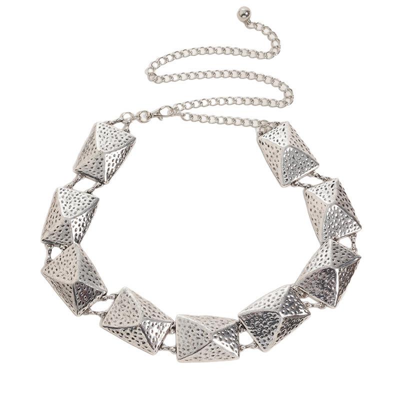 Geometric Metal Waist Chain With Hook Closure For Fashion Women Spring