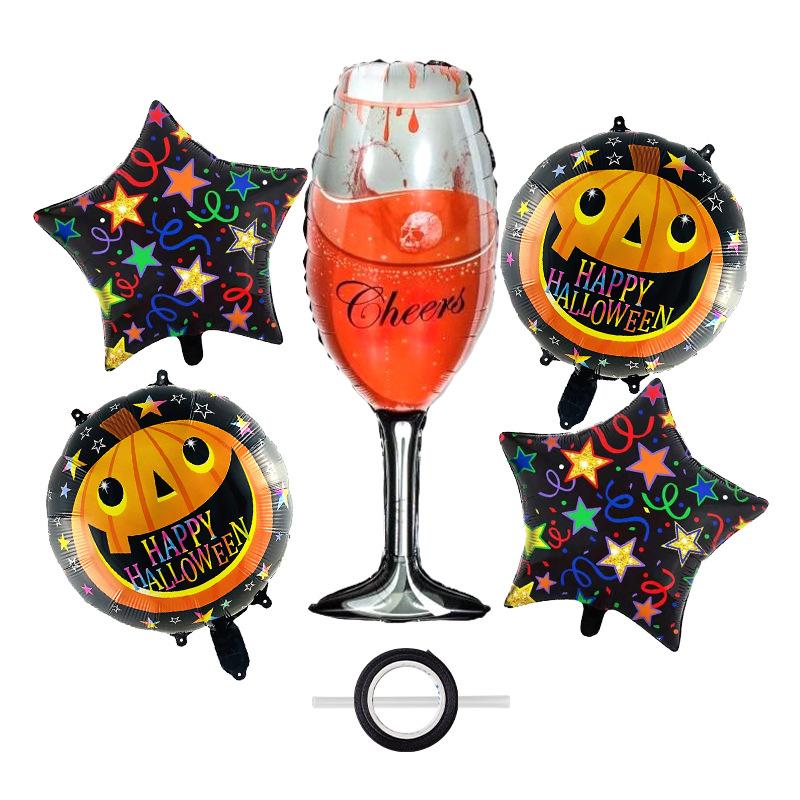 Halloween Pumpkin Star Mummy Witch Vampire Spider Wine Bottle Balloon Bundle Decorative Set