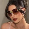 Vintage Rimless Square Sunglasses Punk Fashion Diamond Cross Lens Luxury Designer Unisex