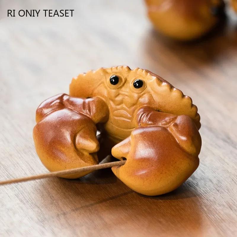 

Креативная статуэтка краба, украшения, китайская фиолетовая глина Исин, чай, ручная работа, скульптура, чайный сервиз, украшения, аксессуары, ремесла 7.3x4.6x3.9cm