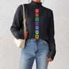 Women's Fashion Crocheted Patchwork Knitted Top With Half-high Collar And Pullover Sweater
