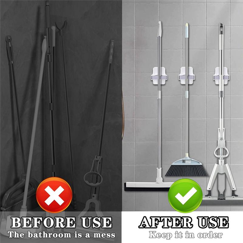 Good-Broom Holder Wall Mounted Broom Holder Traceless Strong Adhesive Hook Wall Rack Punch-Free Broom Holder Rack