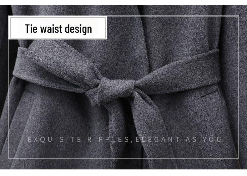 Women's Spring 2026 Cashmere Double-Faced Wool Coat with Warm Scarf Collar